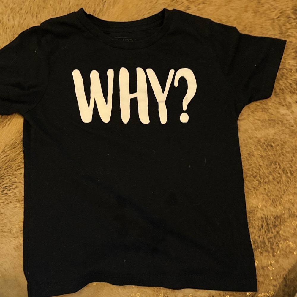 Kids Black T-Shirt with 'WHY?' Graphic
